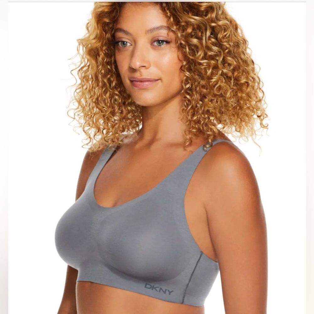 DKNY Bonded Cotton Bralette in Sidewalk Grey S NWOT